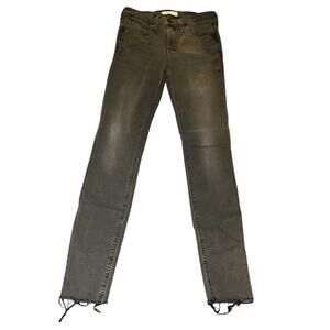 Madewell Jeans Womens 26 Black Skinny Ankle Raw Hem Mid Rise Black Denim Stretch